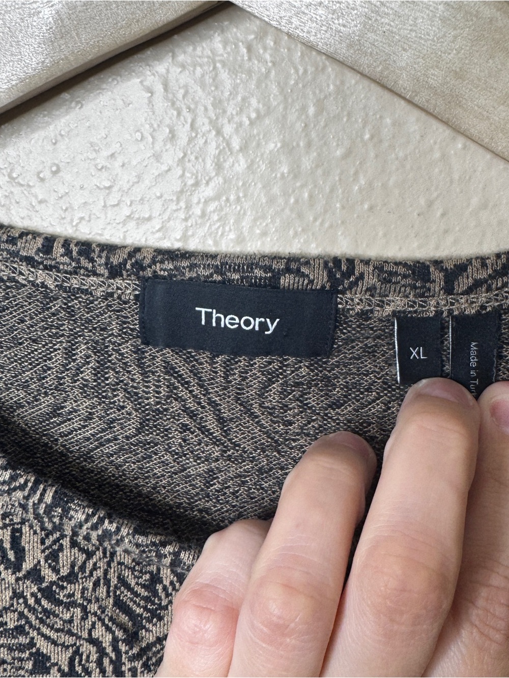 Theory Shirt Mens XL Jacquard Palm Crewneck Short Sleeve Minimalist Casual - Picture 2 of 6